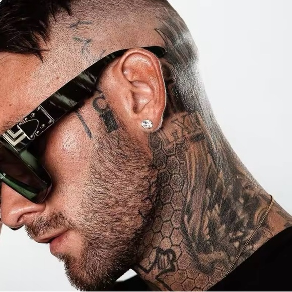 Mens Earrings CZ Stud Mens Earring - Picture 3 of 4